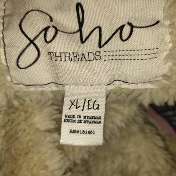 SOHO Threads Plaid Shacket Jacket Women's SIZE XL Black And Pink Sherpa Lined - Picture 5 of 16
